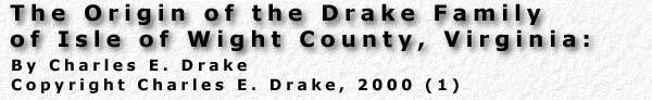 Drake Family of Isle of Wight County, Virginia